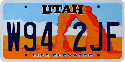 UT license plate W942JF