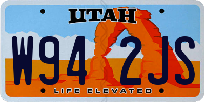 UT license plate W942JS