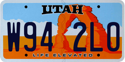 UT license plate W942LO