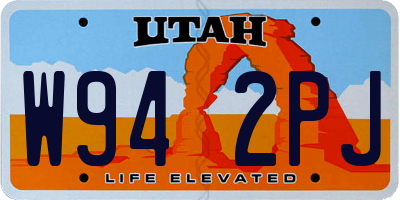 UT license plate W942PJ