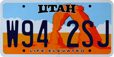 UT license plate W942SJ