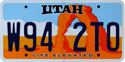 UT license plate W942TO
