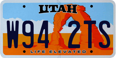 UT license plate W942TS