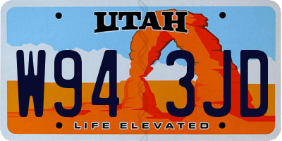 UT license plate W943JD
