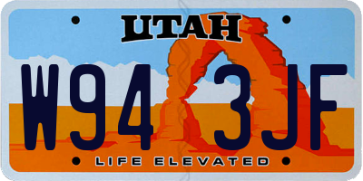 UT license plate W943JF