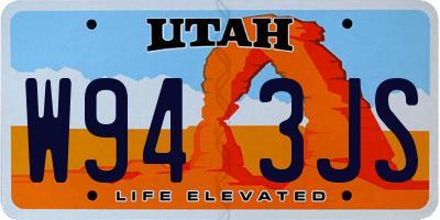 UT license plate W943JS