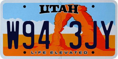UT license plate W943JY