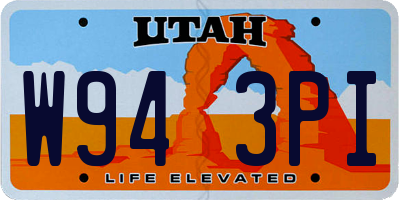 UT license plate W943PI