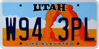 UT license plate W943PL