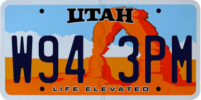 UT license plate W943PM