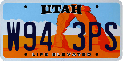 UT license plate W943PS