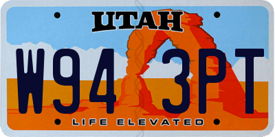 UT license plate W943PT