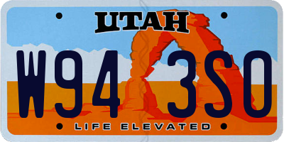 UT license plate W943SO