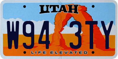 UT license plate W943TY