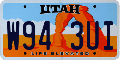 UT license plate W943UI