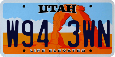 UT license plate W943WN