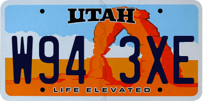 UT license plate W943XE