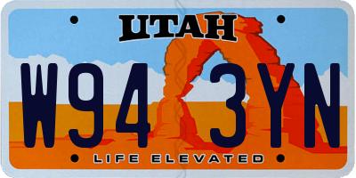 UT license plate W943YN