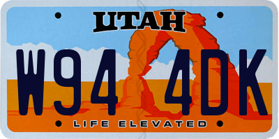 UT license plate W944DK