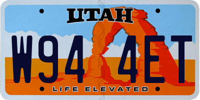 UT license plate W944ET