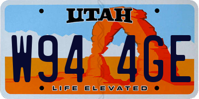 UT license plate W944GE