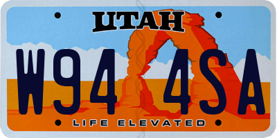 UT license plate W944SA