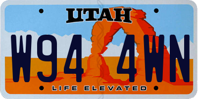 UT license plate W944WN