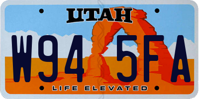 UT license plate W945FA