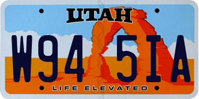 UT license plate W945IA