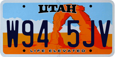 UT license plate W945JV
