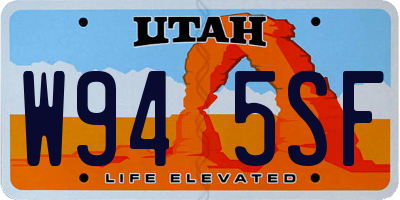 UT license plate W945SF