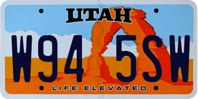 UT license plate W945SW