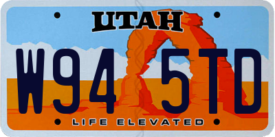 UT license plate W945TD