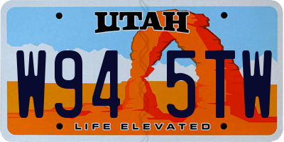 UT license plate W945TW