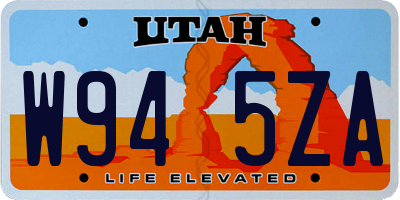 UT license plate W945ZA