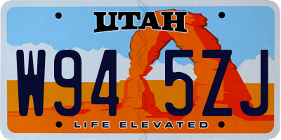 UT license plate W945ZJ