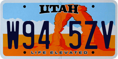 UT license plate W945ZV