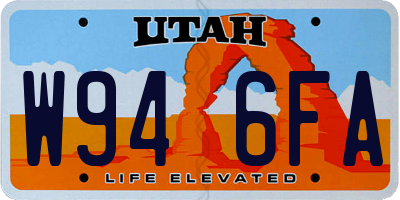 UT license plate W946FA