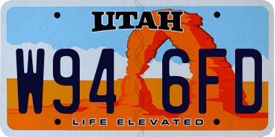 UT license plate W946FD