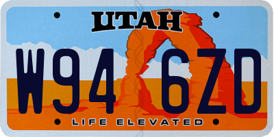 UT license plate W946ZD