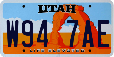 UT license plate W947AE