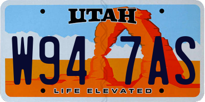 UT license plate W947AS