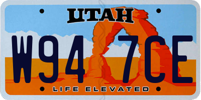 UT license plate W947CE