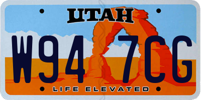 UT license plate W947CG