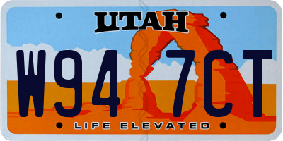 UT license plate W947CT