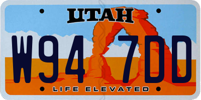 UT license plate W947DD
