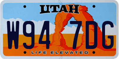 UT license plate W947DG