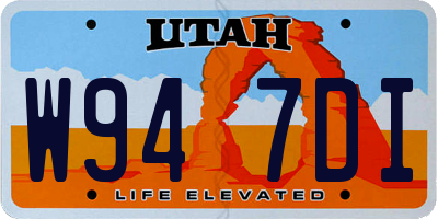 UT license plate W947DI