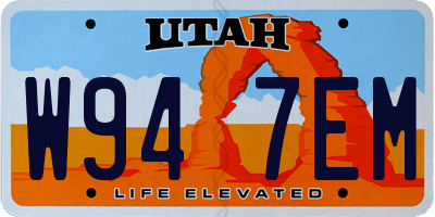 UT license plate W947EM