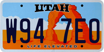 UT license plate W947EO
